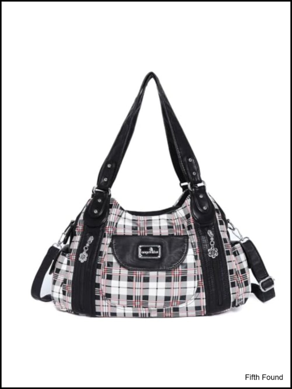 Washed PU Leather Hobo Shoulder Bag Multi Pocket Satchel Tote Purse